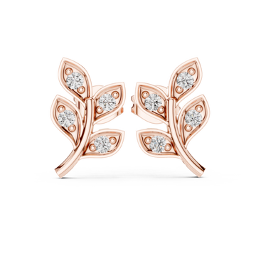  Rose Gold Flourishing Serenity Petite Stud Earrings Front View