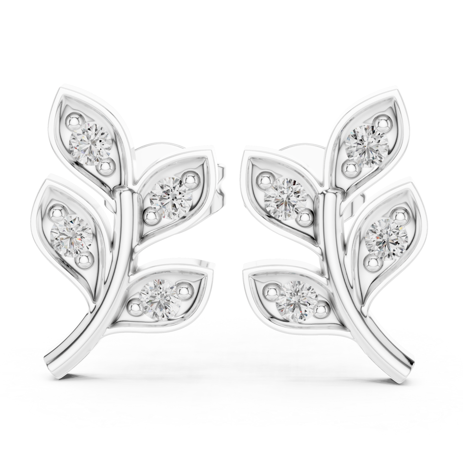  White Gold Flourishing Serenity Petite Stud Earrings Left View