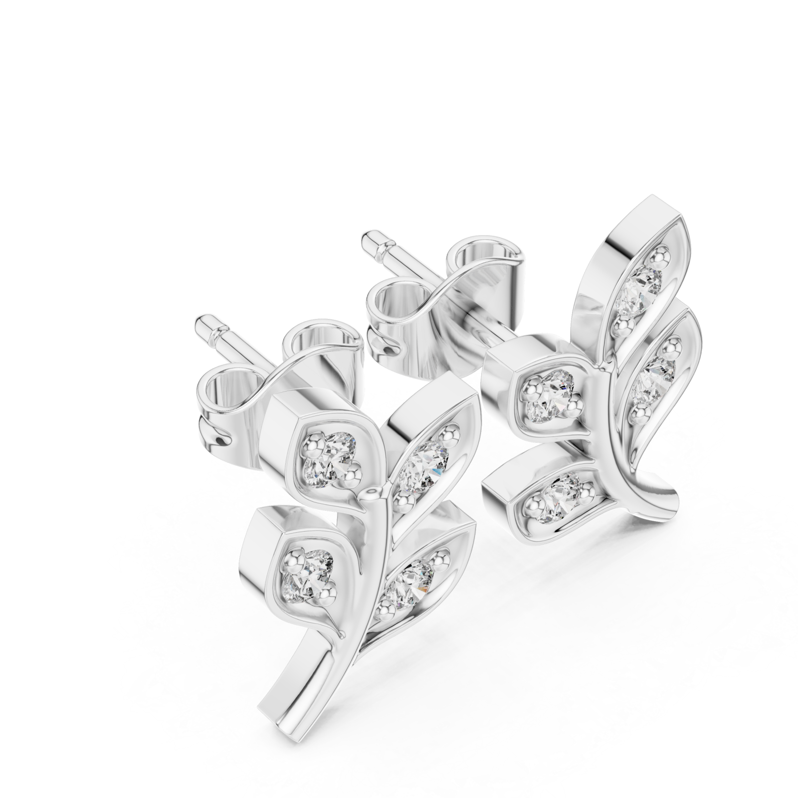  White Gold Flourishing Serenity Petite Stud Earrings Right View