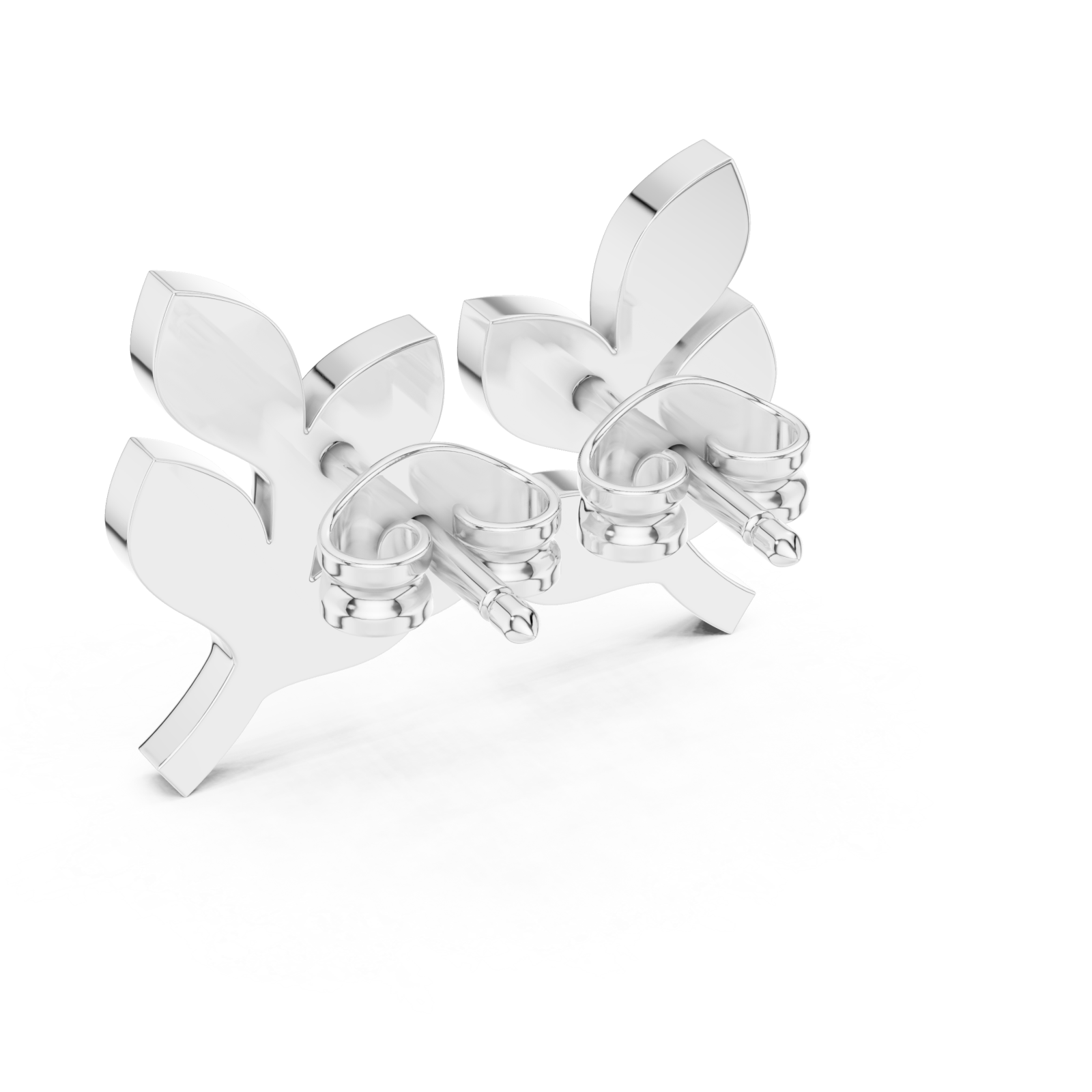  White Gold Flourishing Serenity Petite Stud Earrings Side View