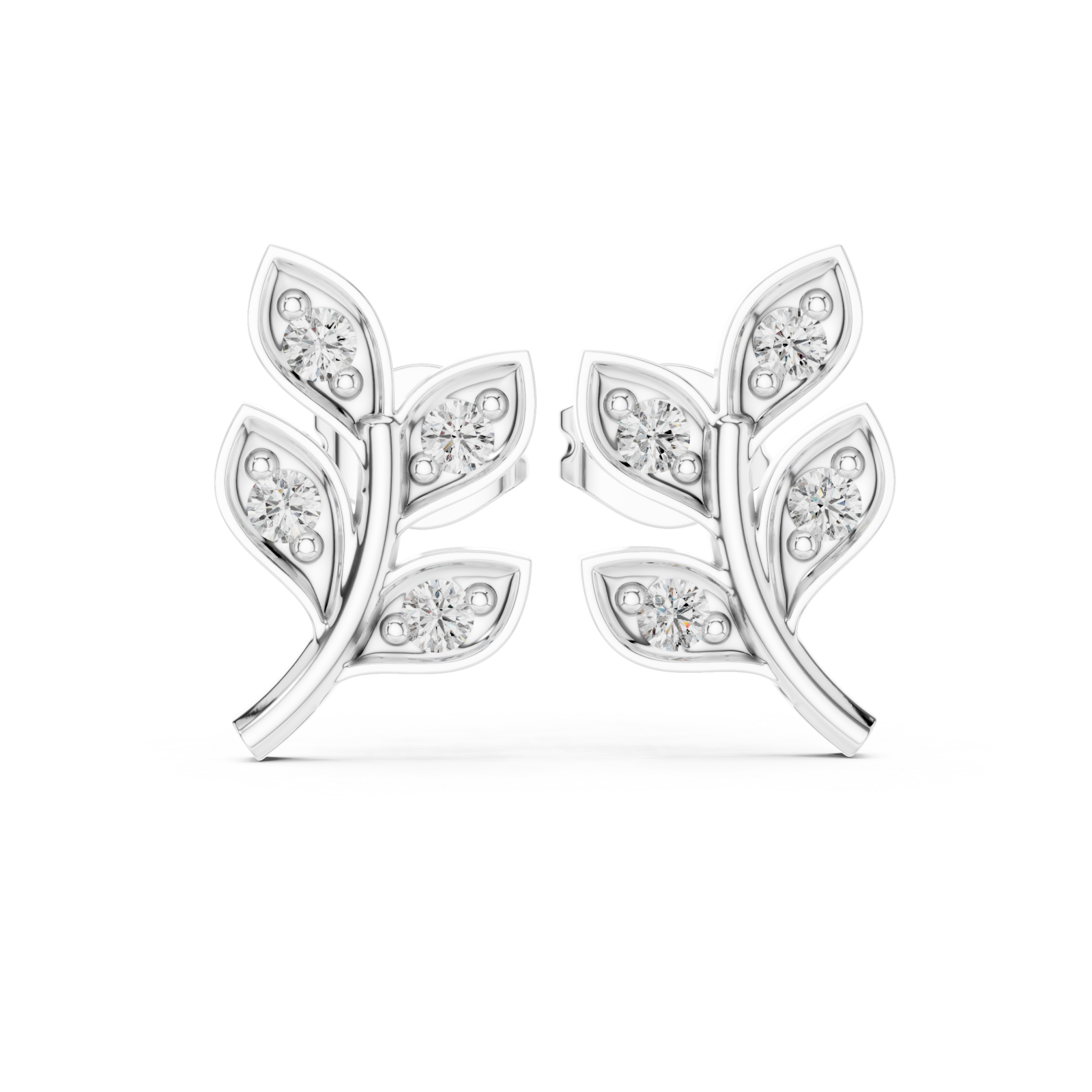  White Gold Flourishing Serenity Petite Stud Earrings Front View