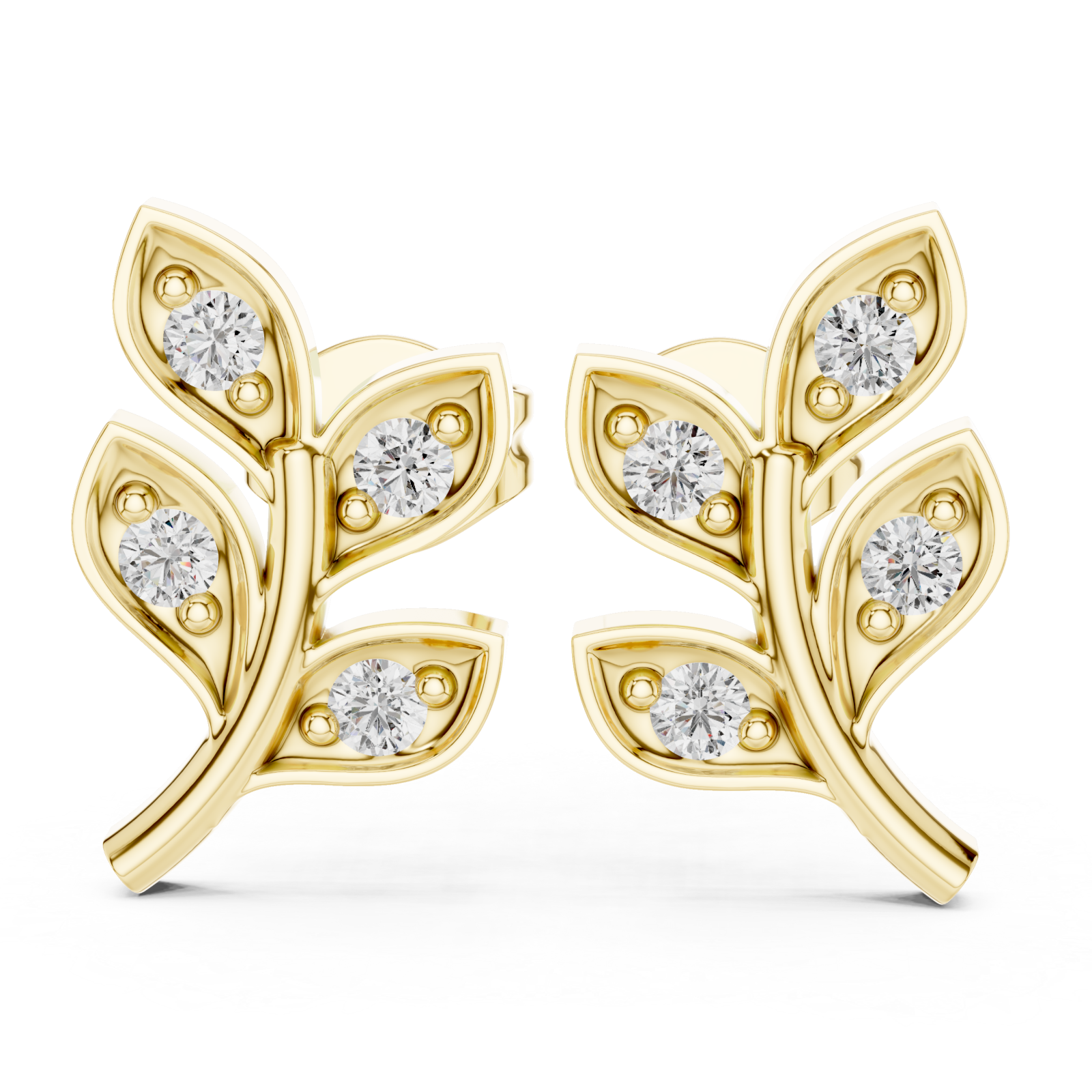  Gold Flourishing Serenity Petite Stud Earrings Left View