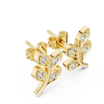 Gold Flourishing Serenity Petite Stud Earrings Right View