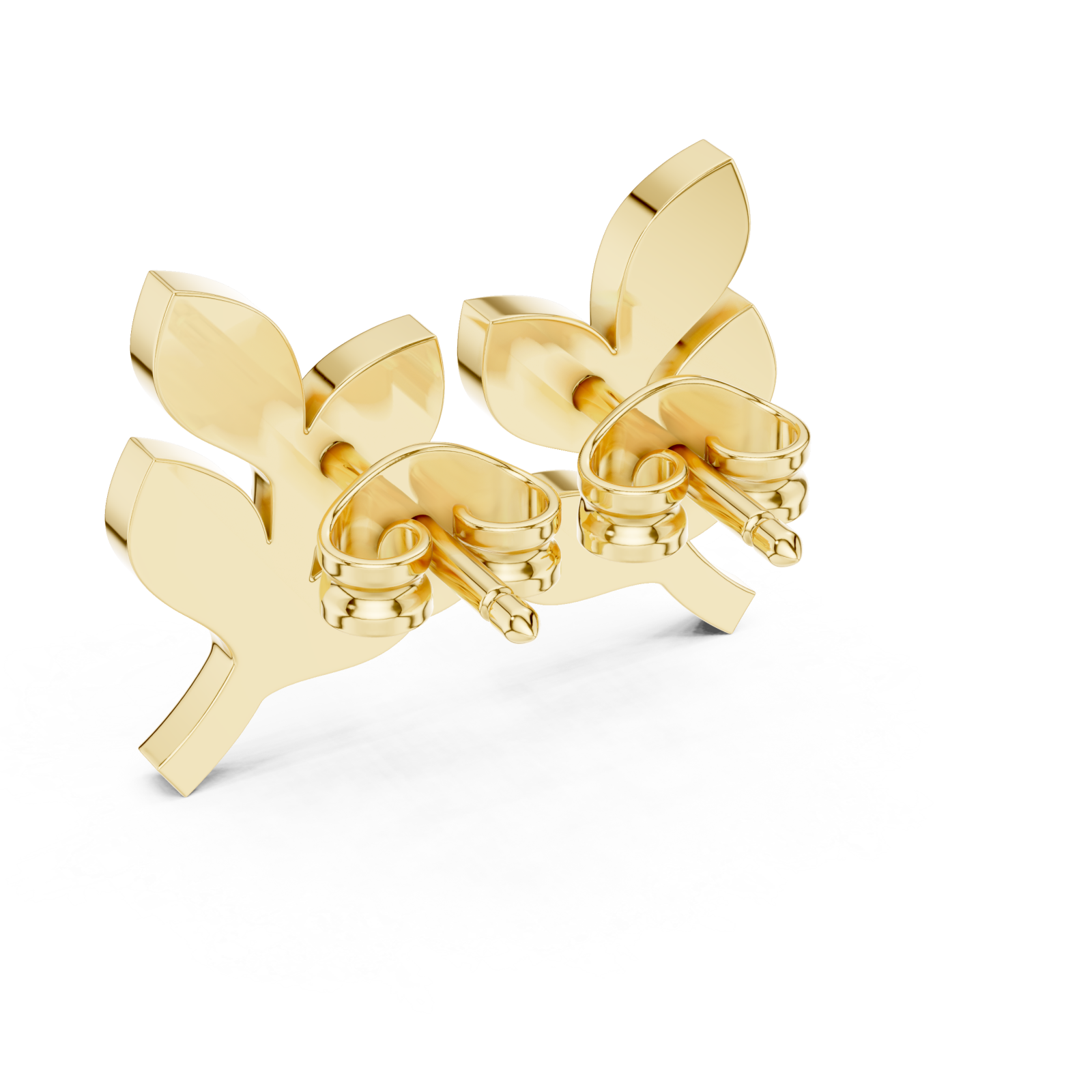 Gold Flourishing Serenity Petite Stud Earrings Side View