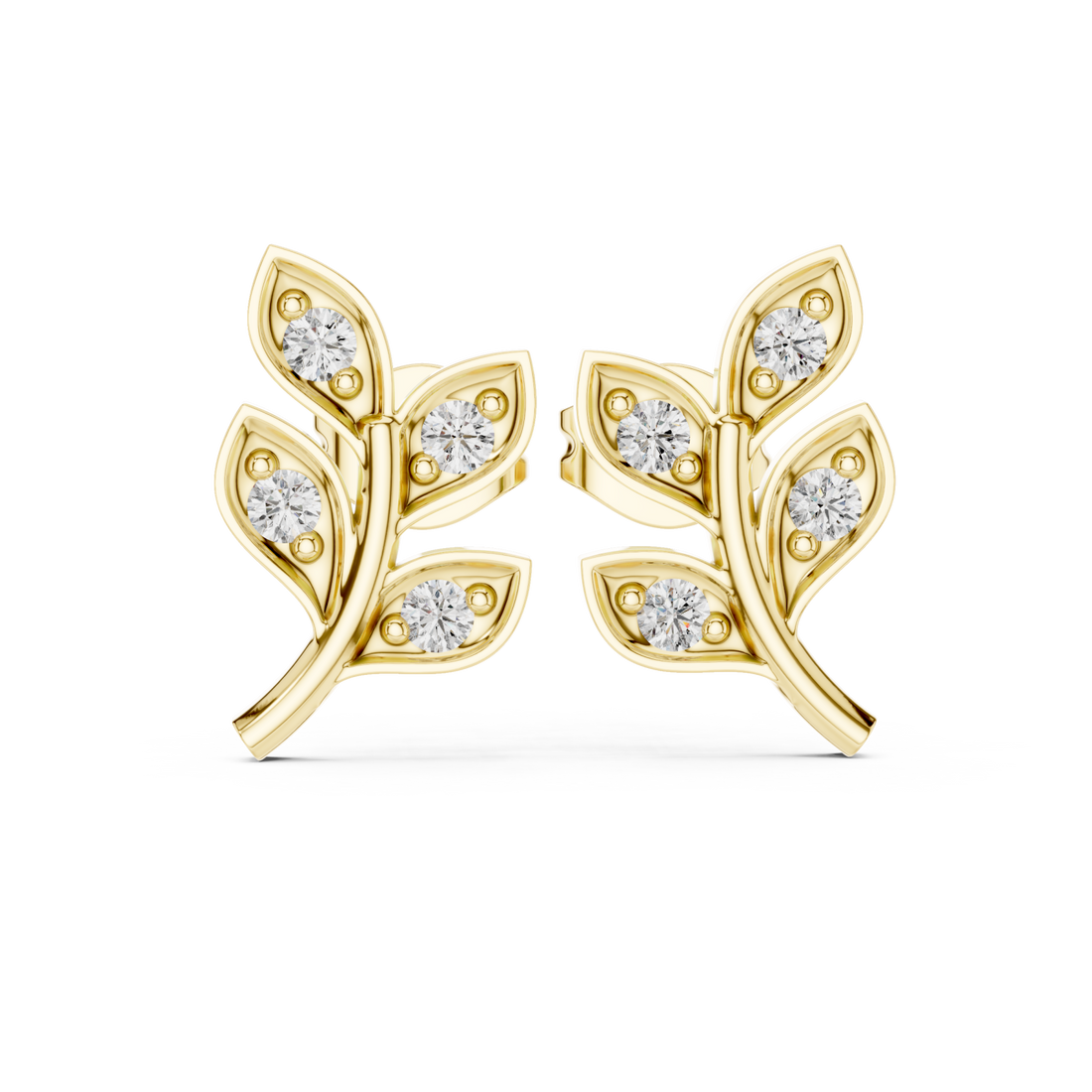Gold Flourishing Serenity Petite Stud Earrings Right View