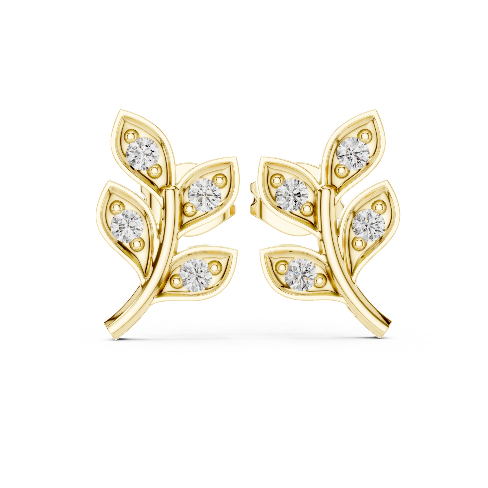  Gold Flourishing Serenity Petite Stud Earrings Front View