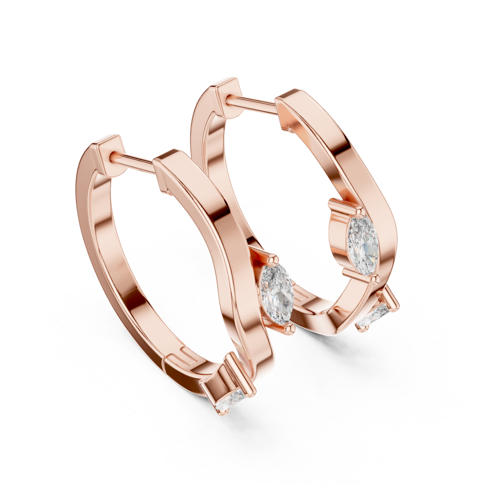  Rose Gold Sculpted Harmony Classic Hoop Earrings Right View