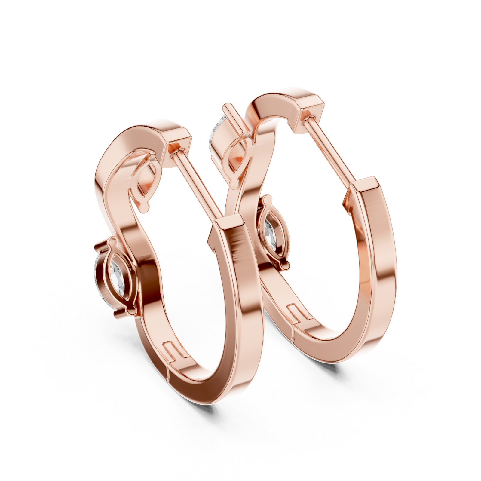  Rose Gold Sculpted Harmony Classic Hoop Earrings Side View