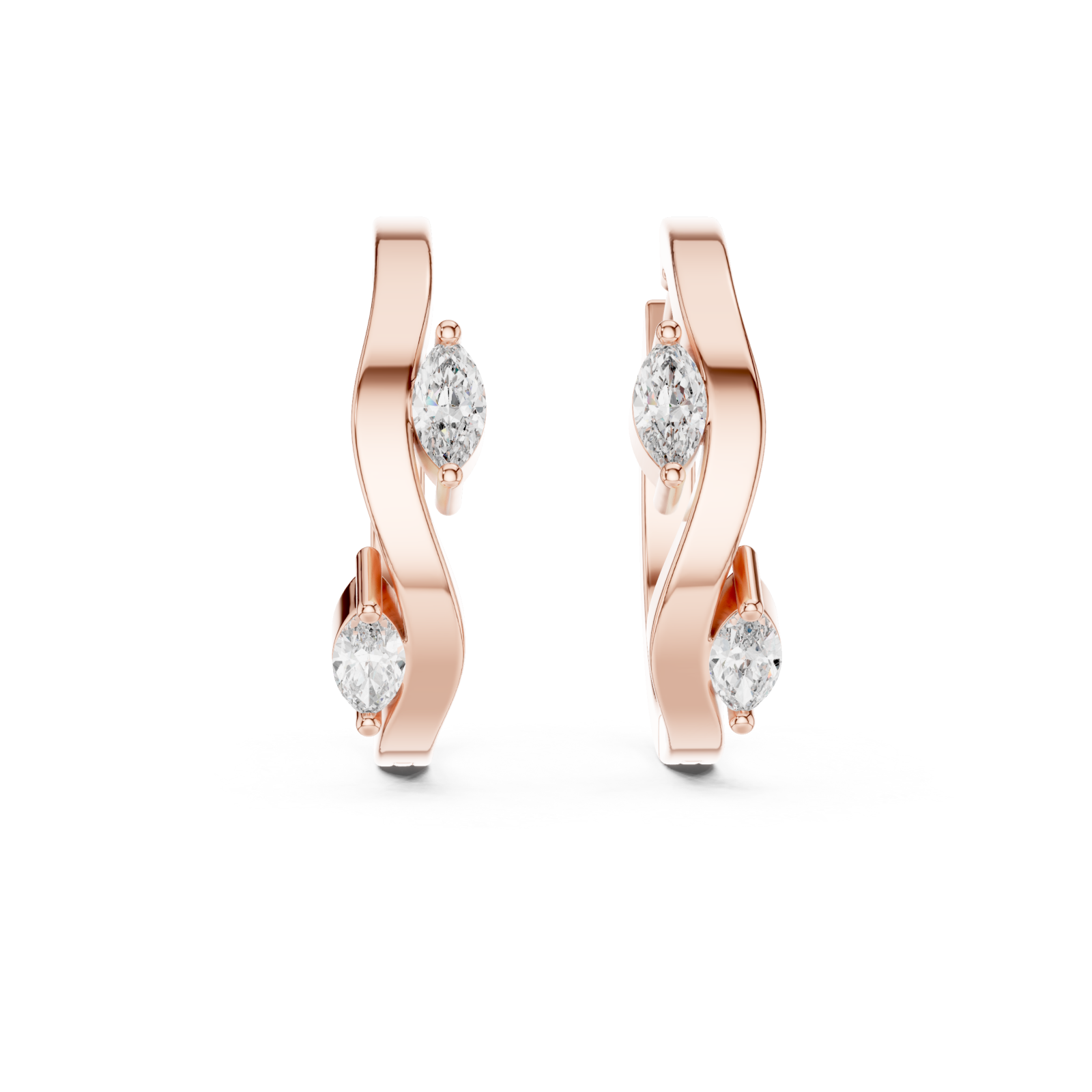  Rose Gold Sculpted Harmony Classic Hoop Earrings Front View