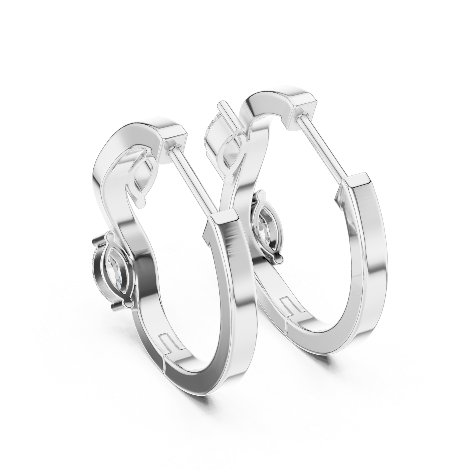  White Gold Sculpted Harmony Classic Hoop Earrings Side View