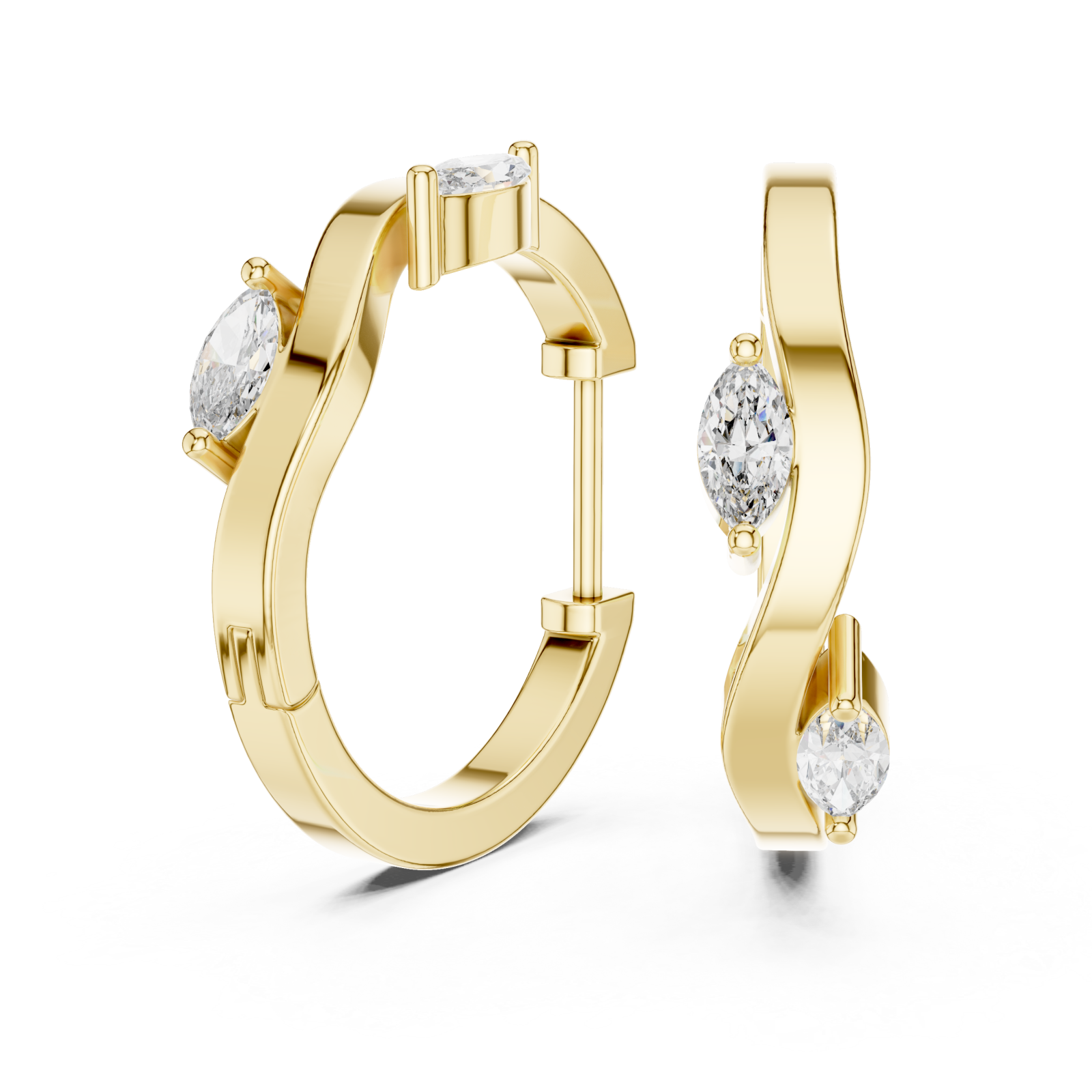  Gold Sculpted Harmony Classic Hoop Earrings Left View