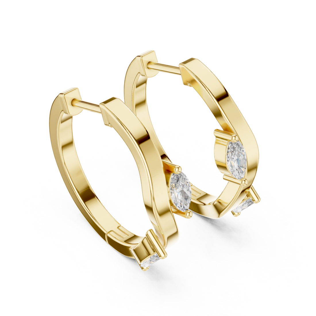 Gold Sculpted Harmony Classic Hoop Earrings Right View