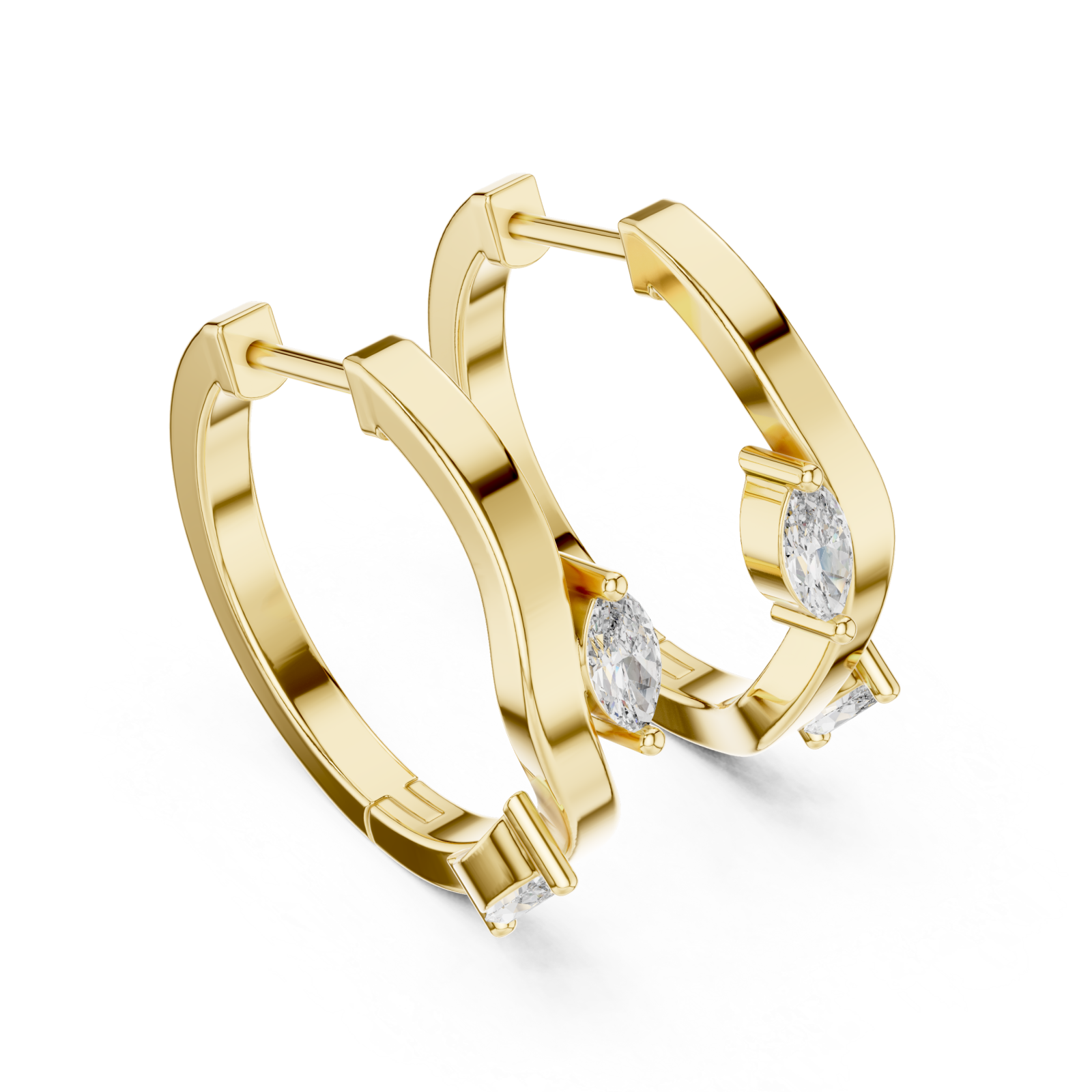 Gold Sculpted Harmony Classic Hoop Earrings Right View