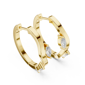 Gold Sculpted Harmony Classic Hoop Earrings Right View