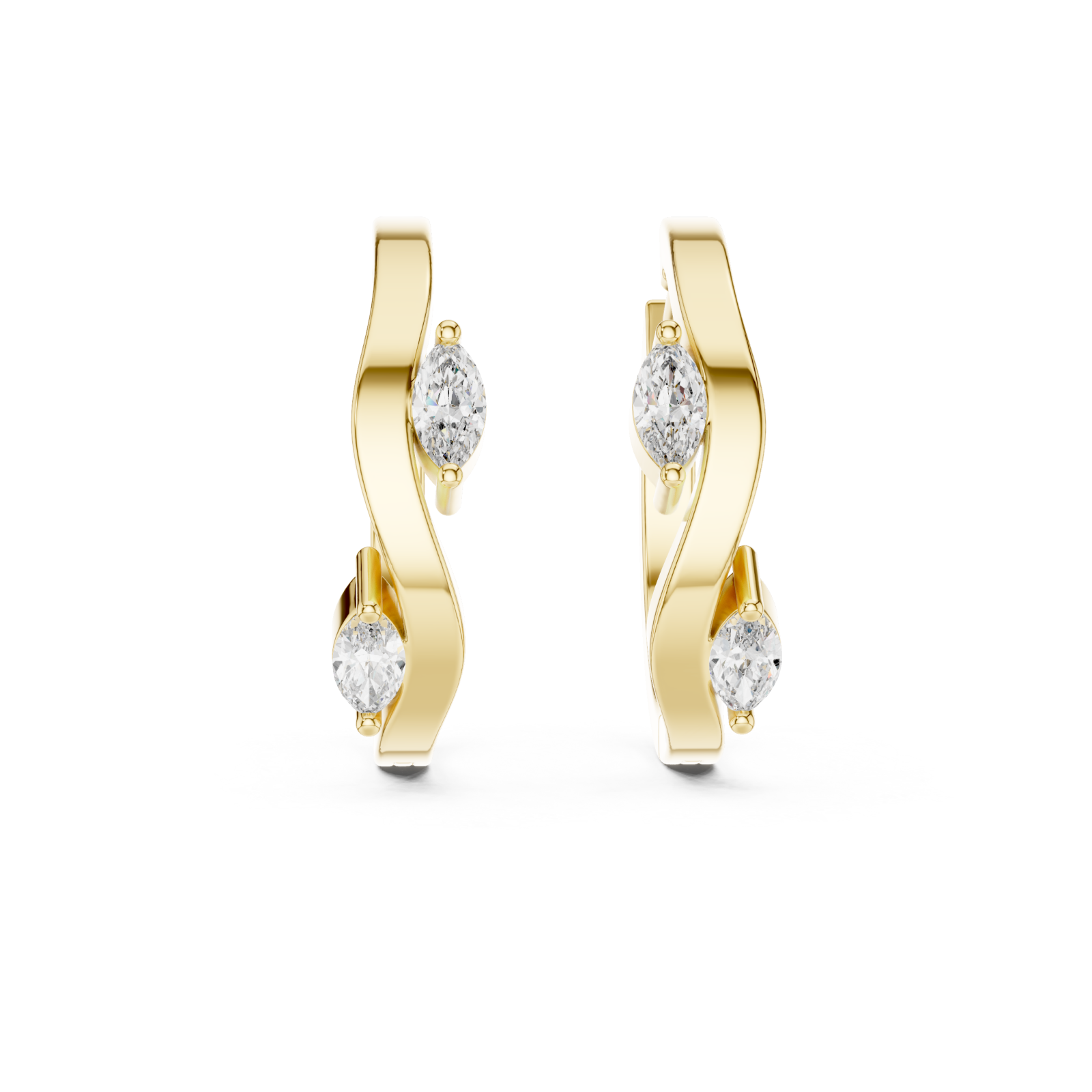  Gold Sculpted Harmony Classic Hoop Earrings Front View