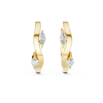  Gold Sculpted Harmony Classic Hoop Earrings Front View
