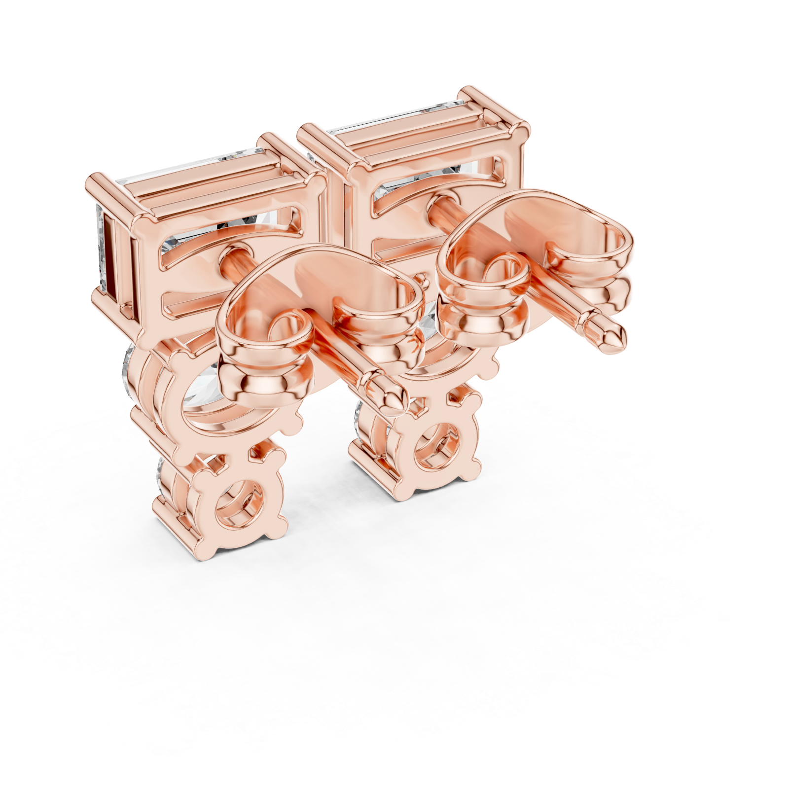  Rose Gold Timeless Cascade Sparkle Stud Earrings Side View