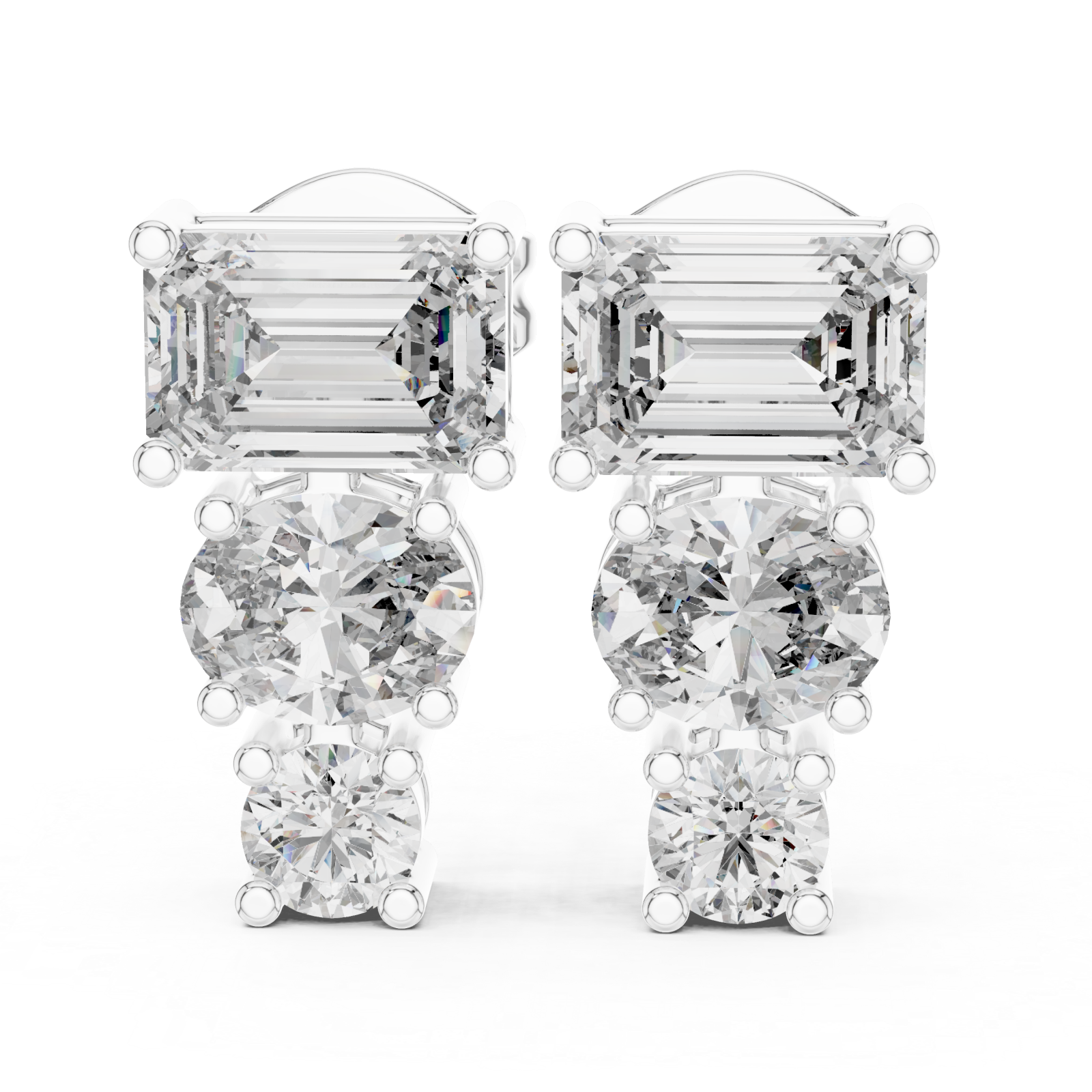  White Gold Timeless Cascade Sparkle Stud Earrings Left View