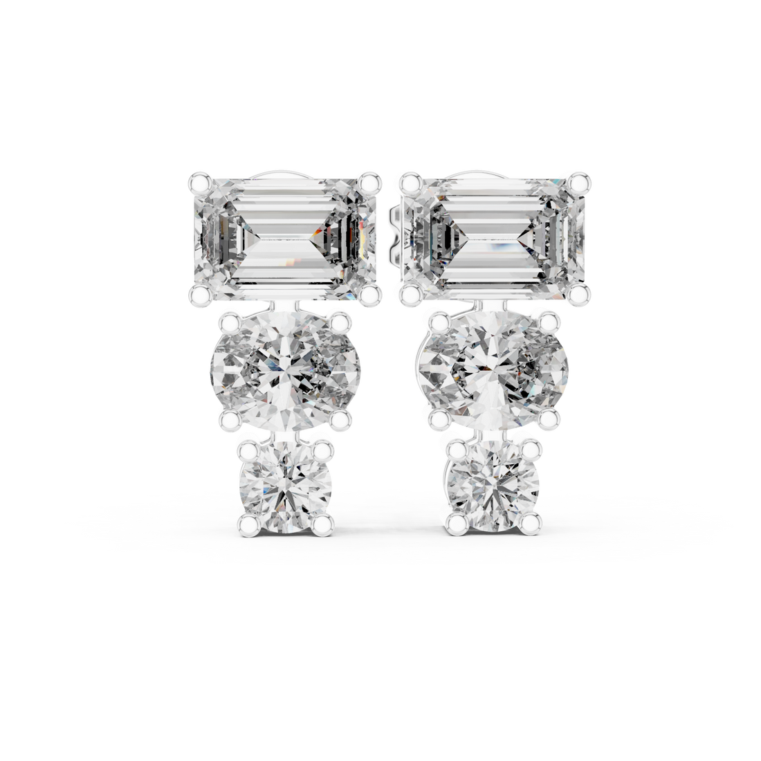  White Gold Timeless Cascade Sparkle Stud Earrings Right View