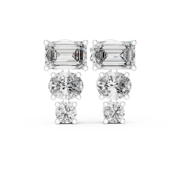  White Gold Timeless Cascade Sparkle Stud Earrings Front View