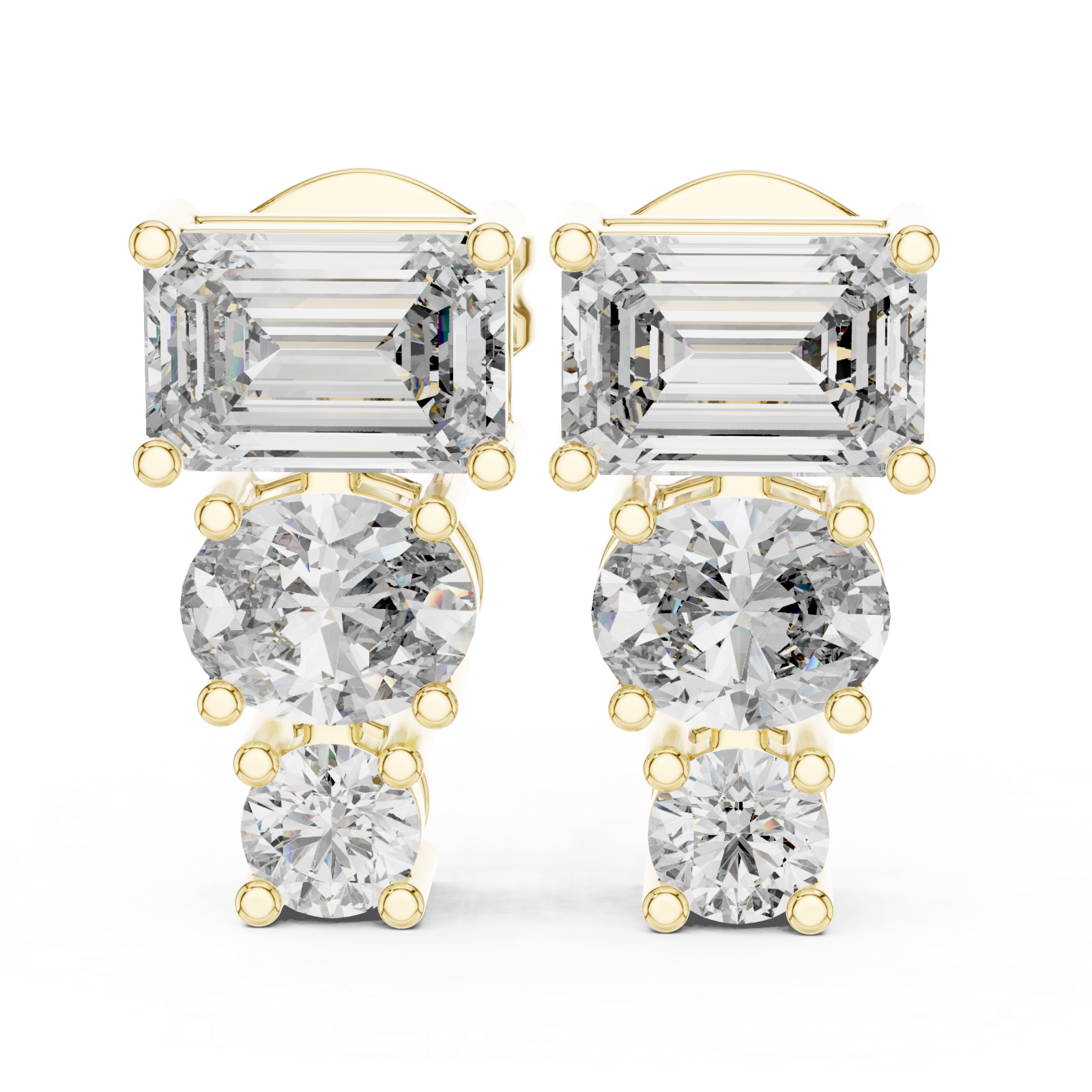  Gold Timeless Cascade Sparkle Stud Earrings Left View