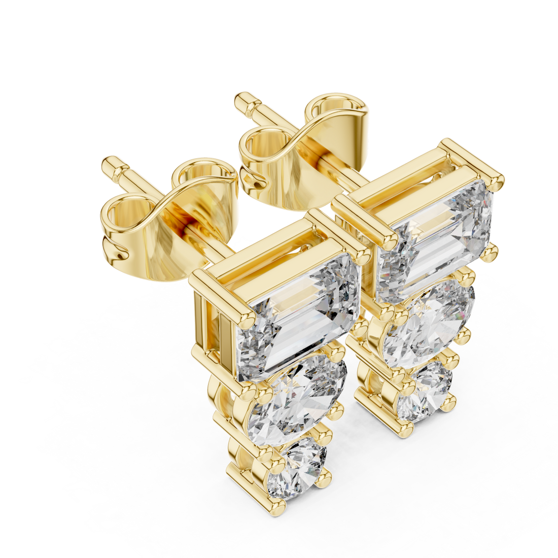Gold Timeless Cascade Sparkle Stud Earrings Right View