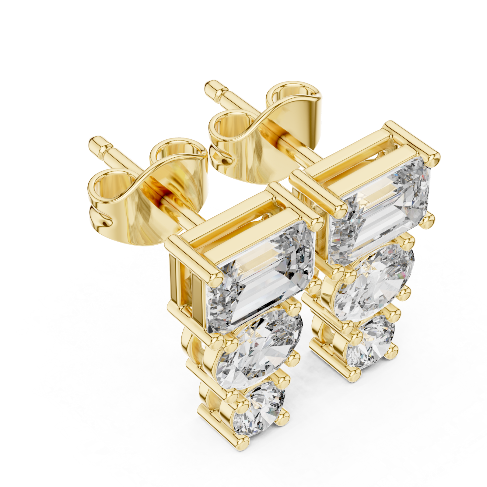Gold Timeless Cascade Sparkle Stud Earrings Right View