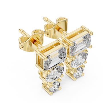 Gold Timeless Cascade Sparkle Stud Earrings Right View