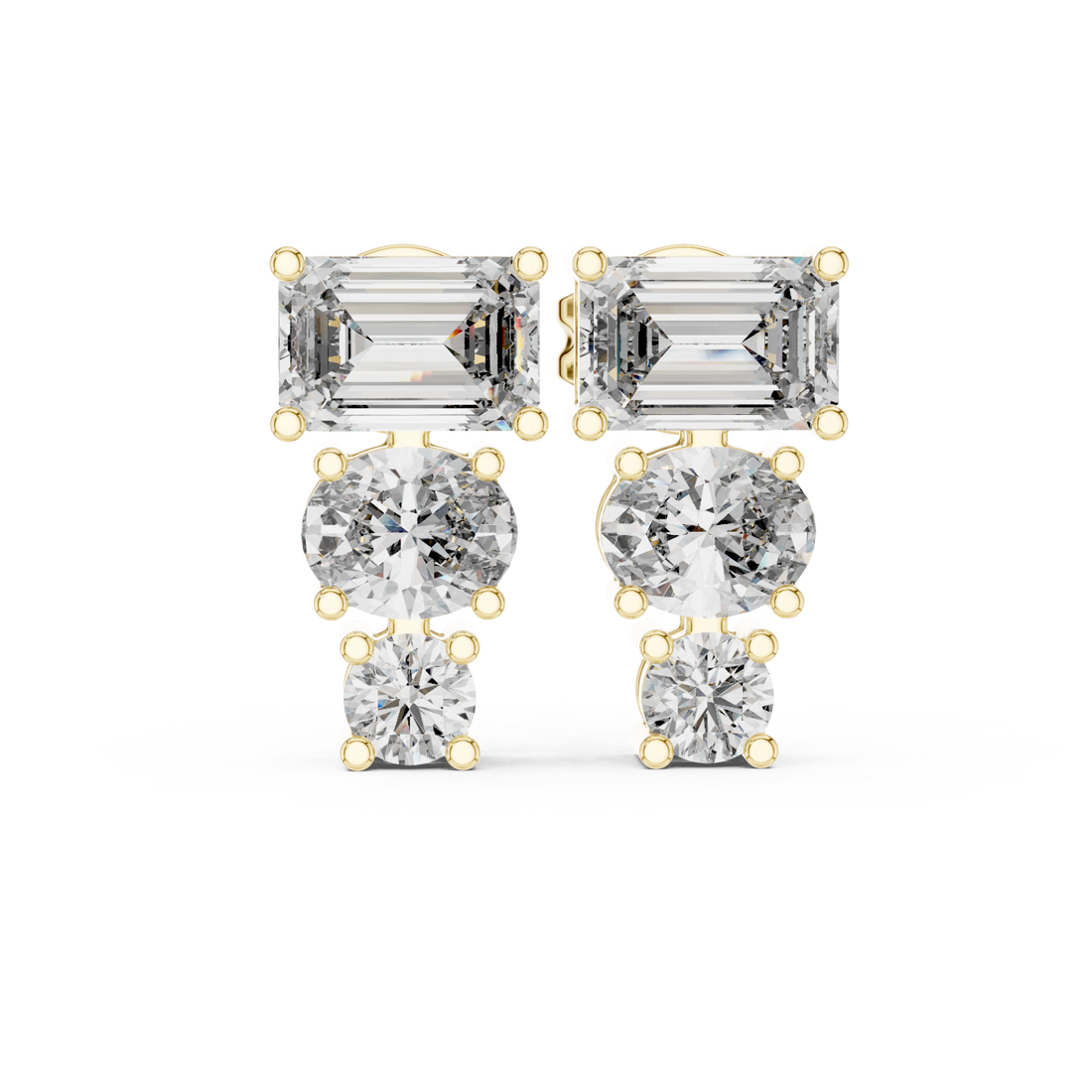 Gold Timeless Cascade Sparkle Stud Earrings Right View