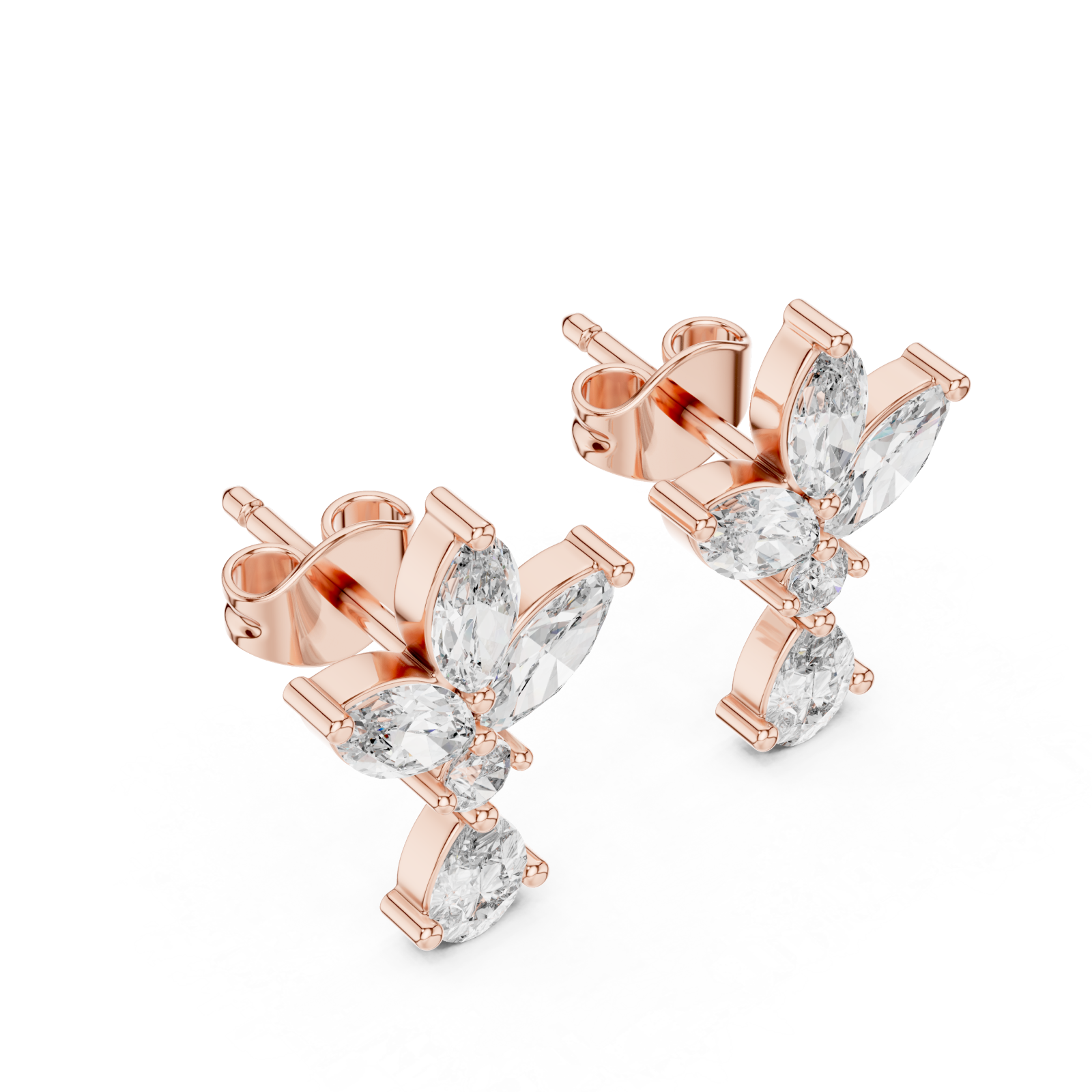  Rose Gold Luminous Cascade Statement Studs Right View