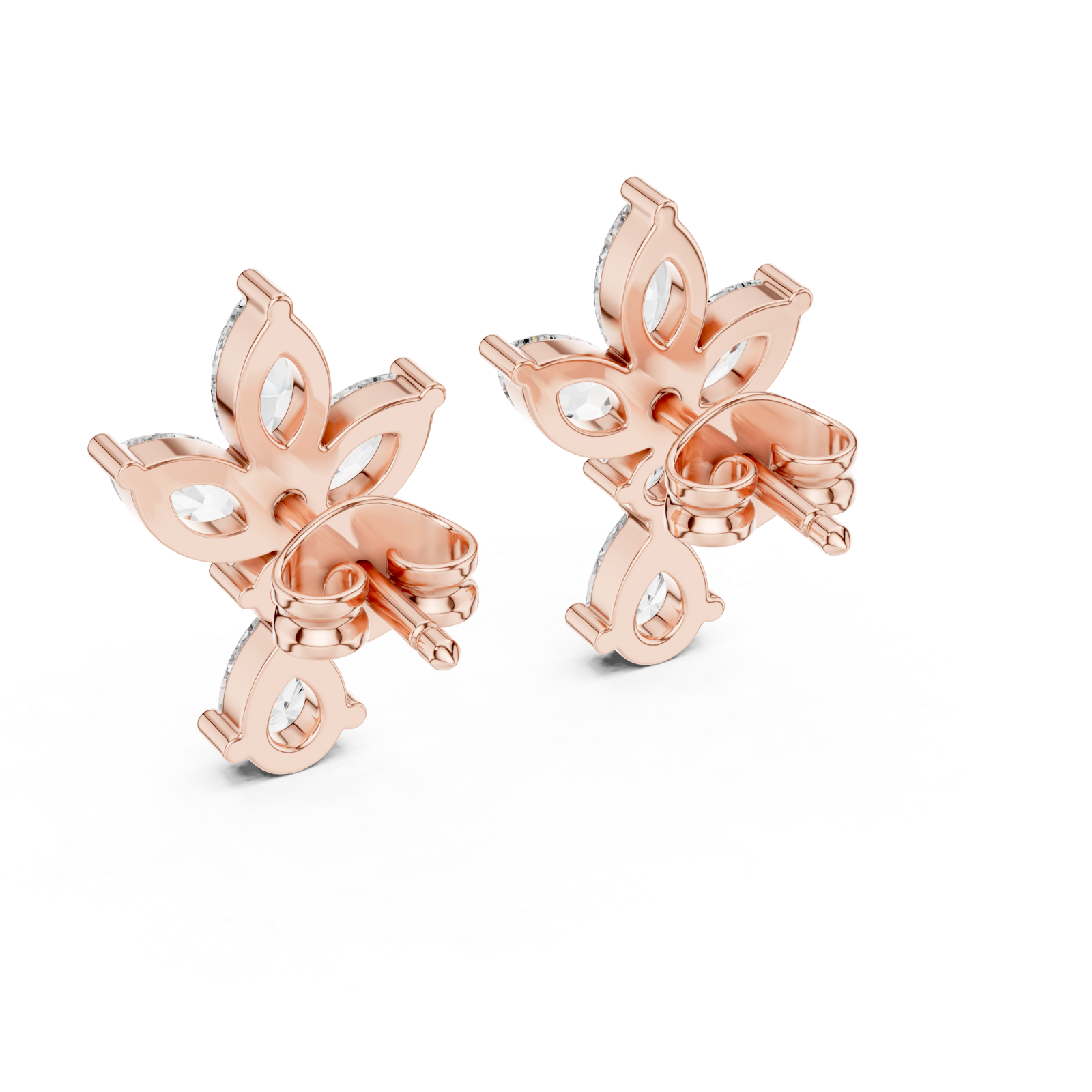  Rose Gold Luminous Cascade Statement Studs Side View