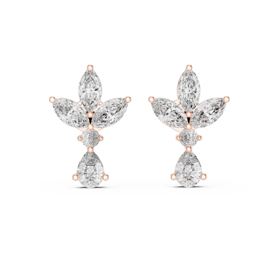  Rose Gold Luminous Cascade Statement Studs Right View