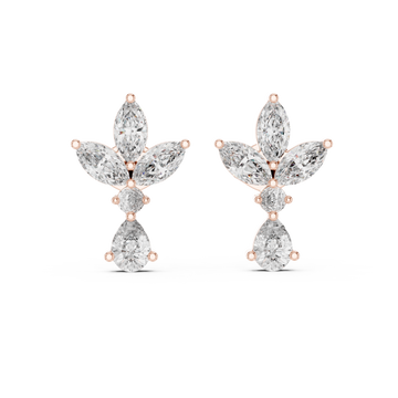  Rose Gold Luminous Cascade Statement Studs Front View