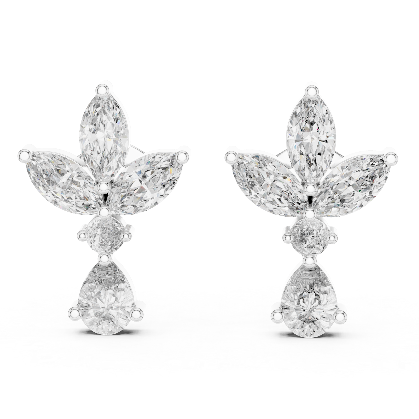  White Gold Luminous Cascade Statement Studs Left View