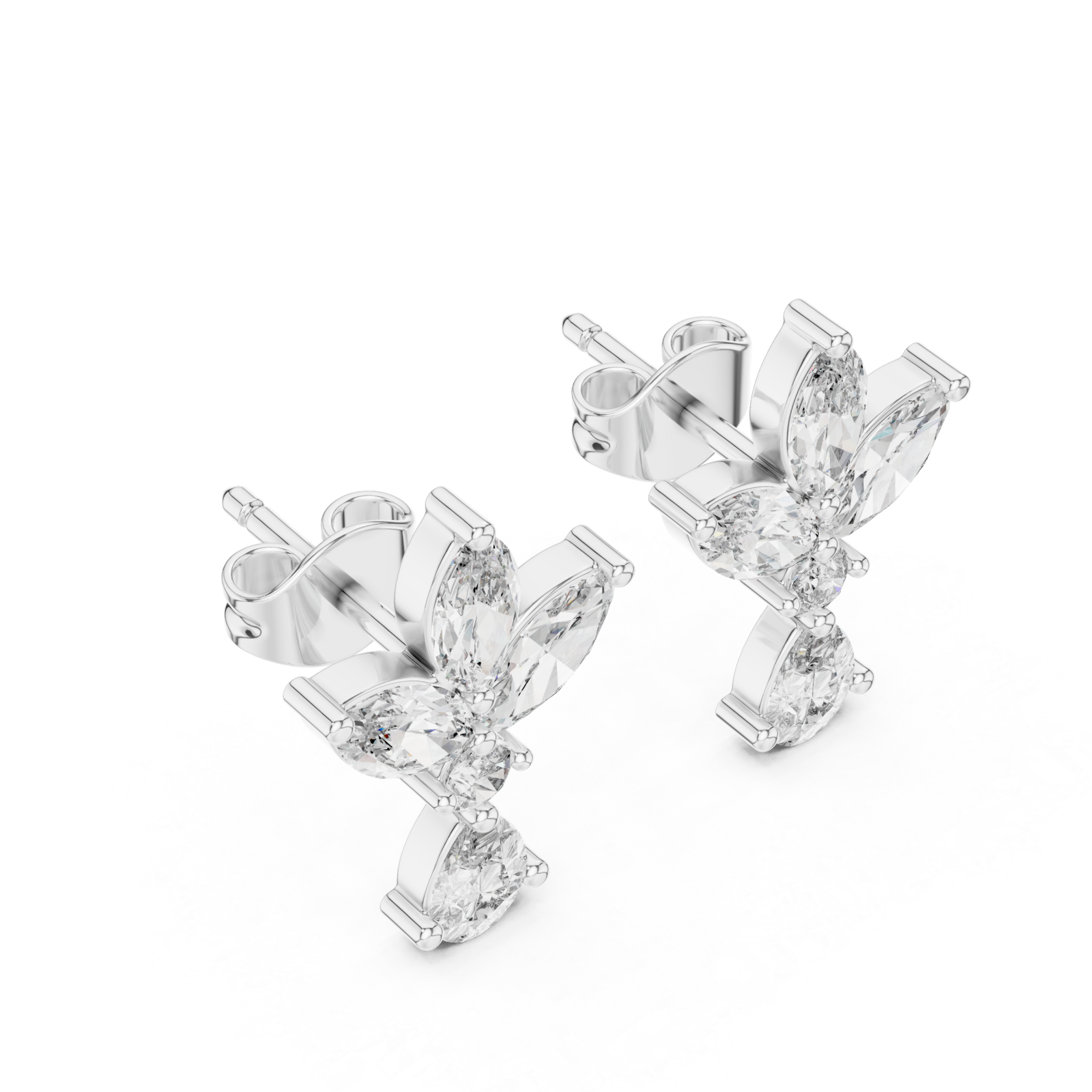  White Gold Luminous Cascade Statement Studs Right View
