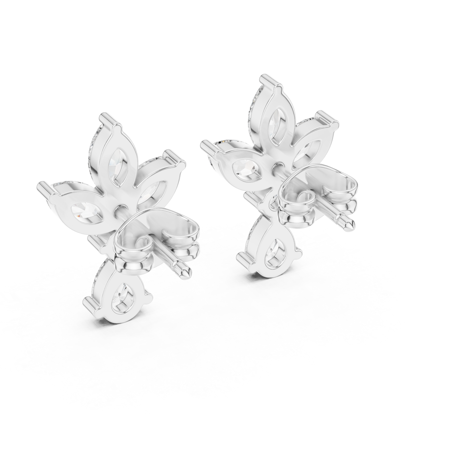  White Gold Luminous Cascade Statement Studs Side View