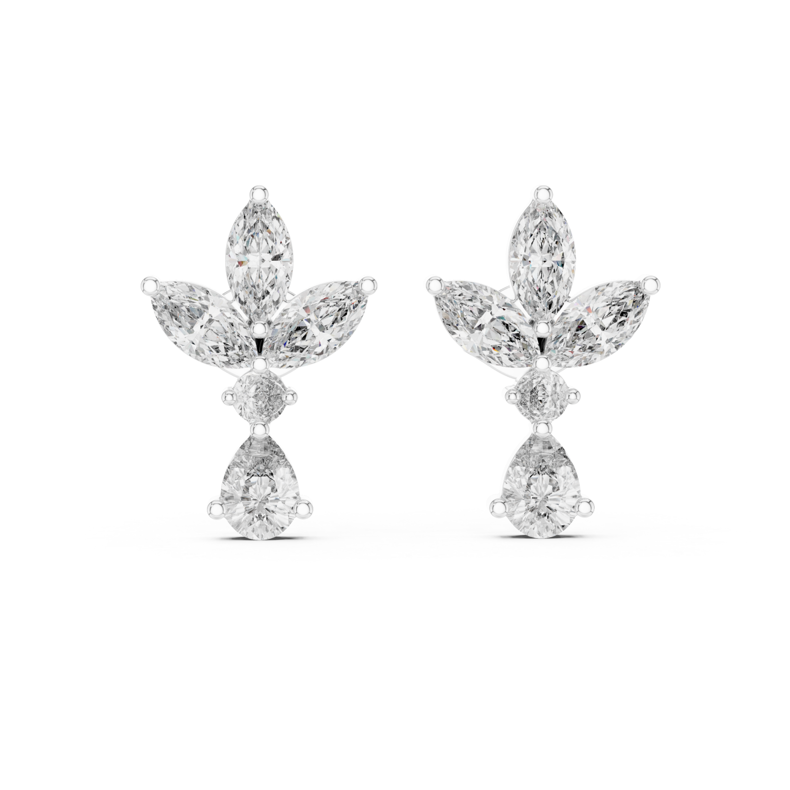  White Gold Luminous Cascade Statement Studs Front View