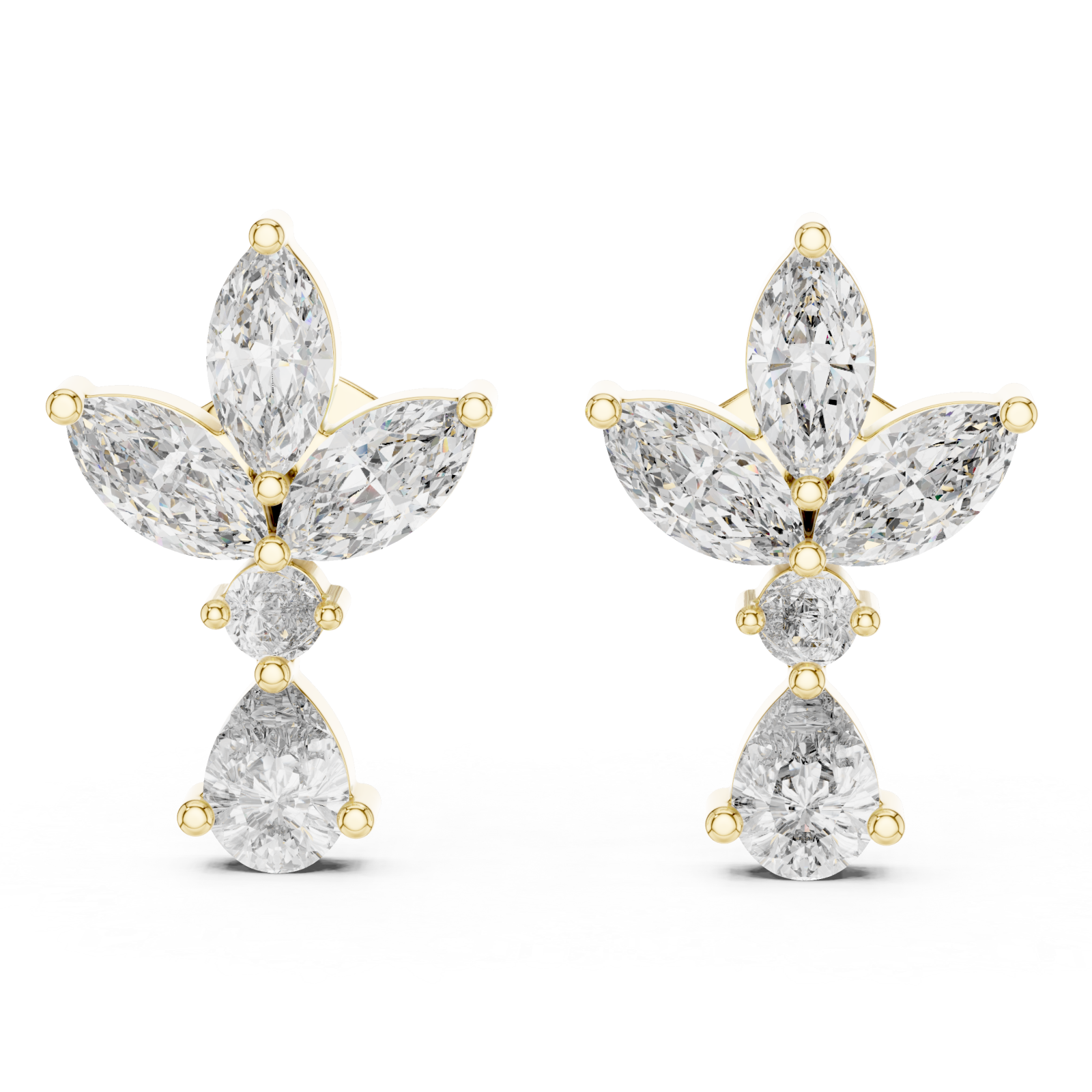  Gold Luminous Cascade Statement Studs Left View