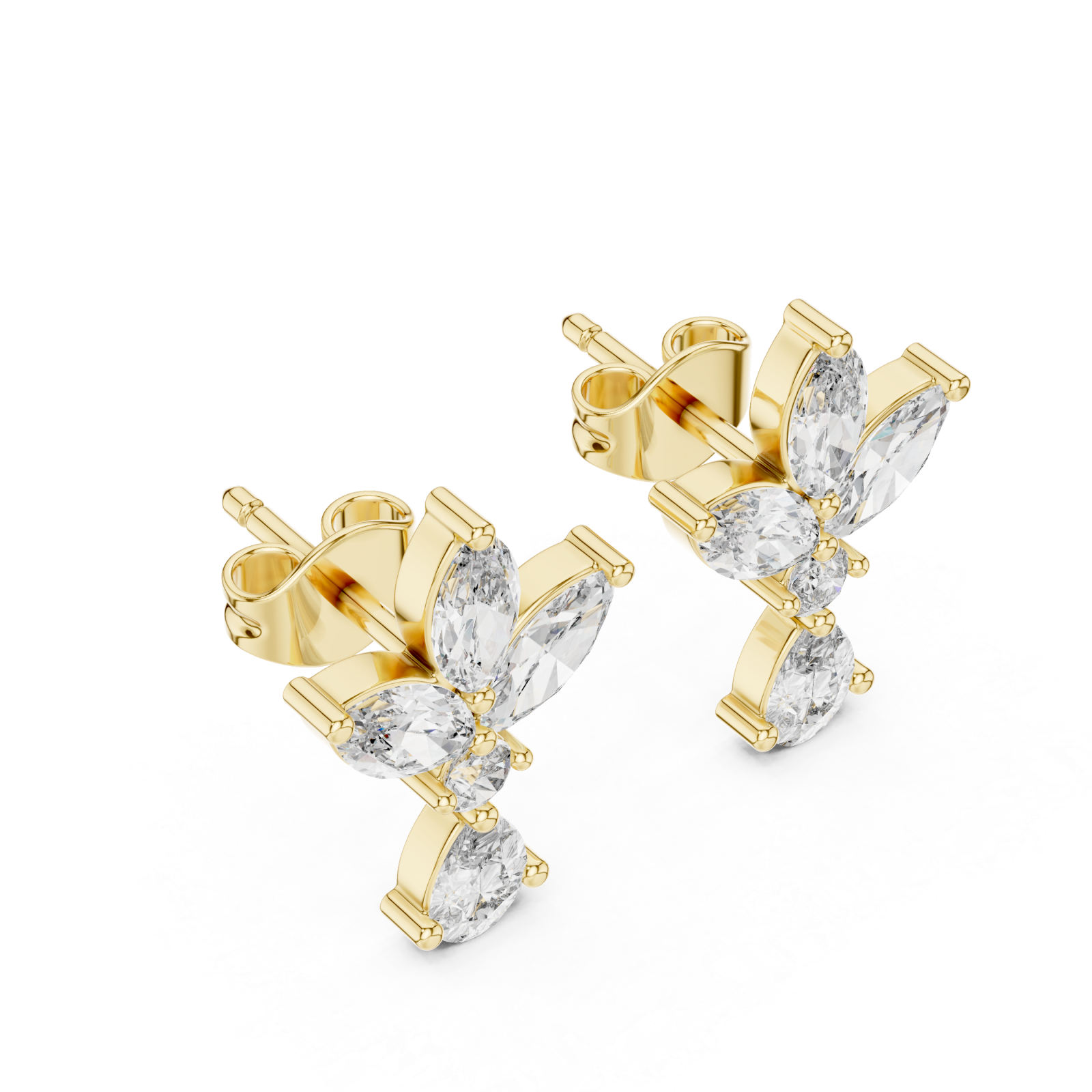 Gold Luminous Cascade Statement Studs Right View