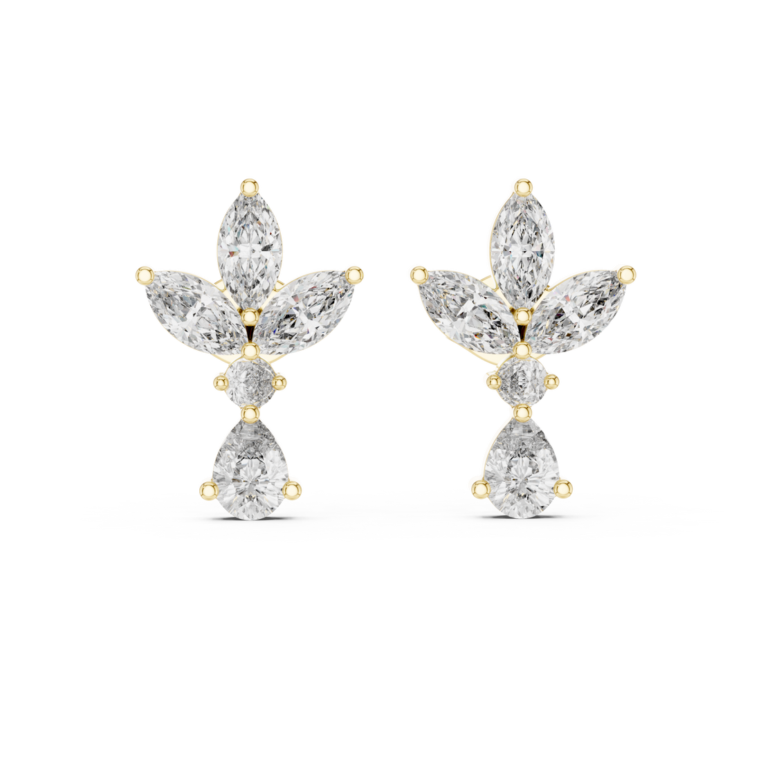Gold Luminous Cascade Statement Studs Right View