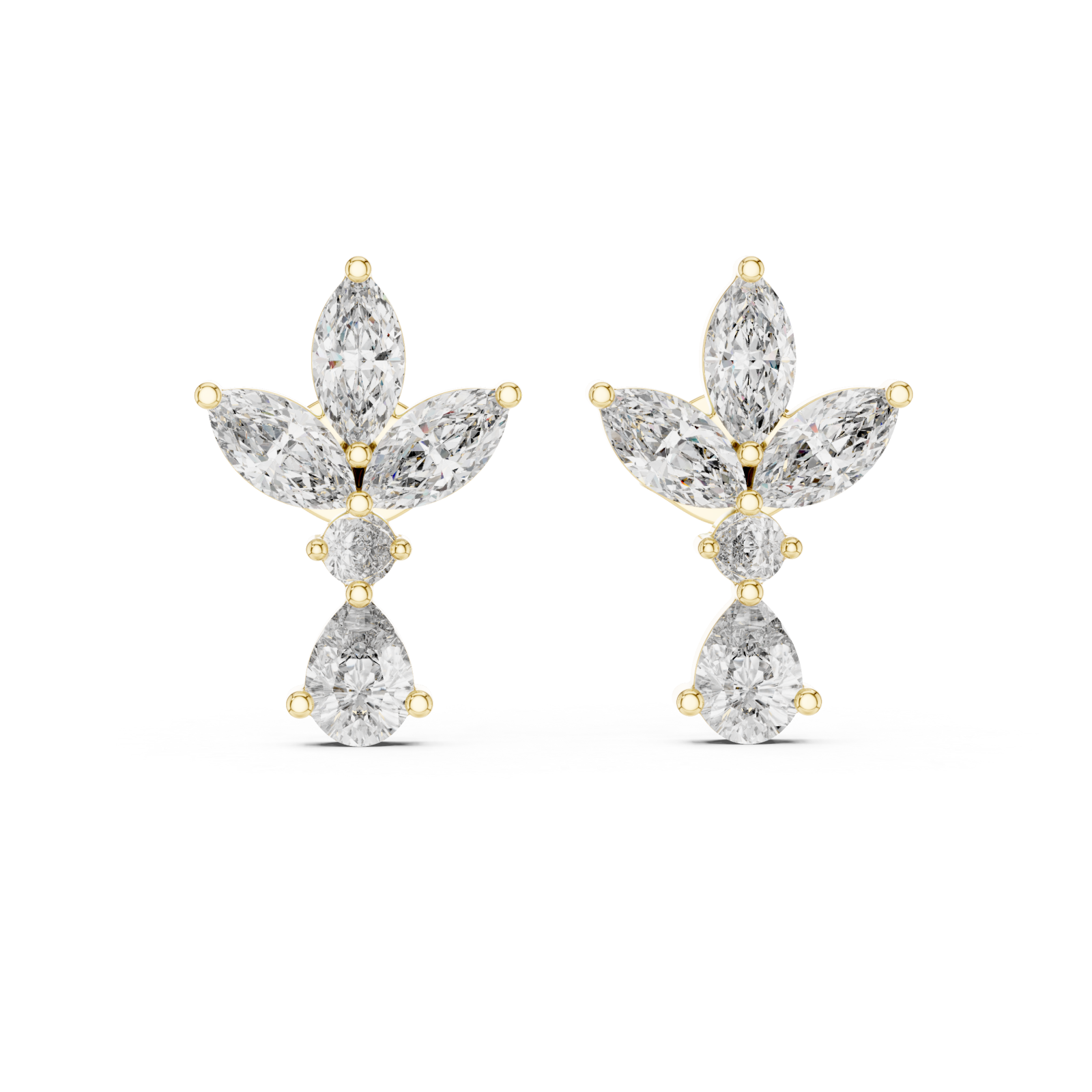  Gold Luminous Cascade Statement Studs Front View