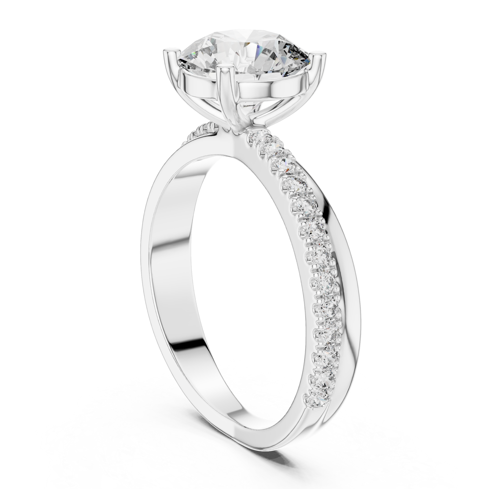  White Gold Celestial Ribbon Sparkle Band Left View
