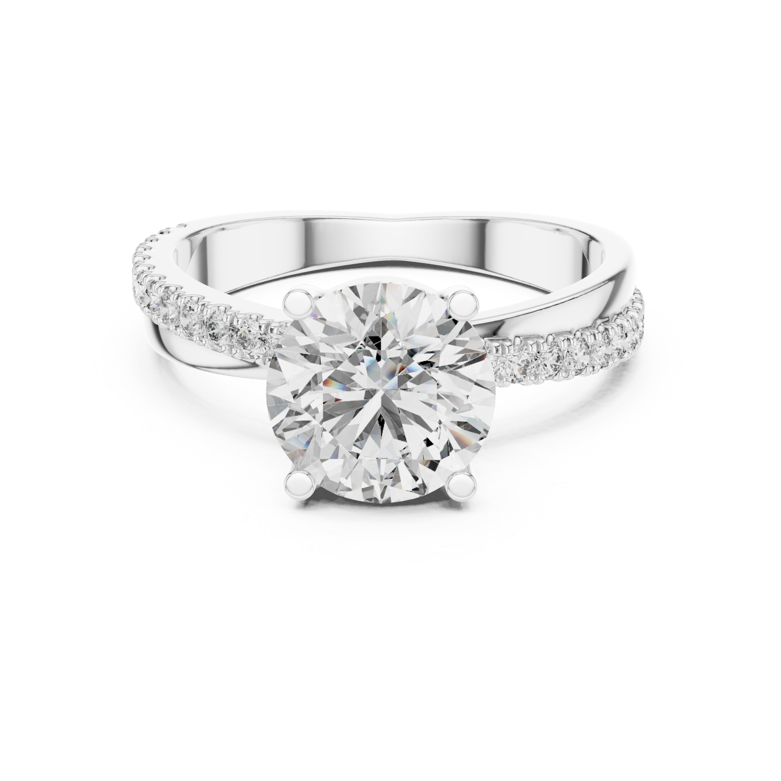  White Gold Celestial Ribbon Sparkle Band Front View