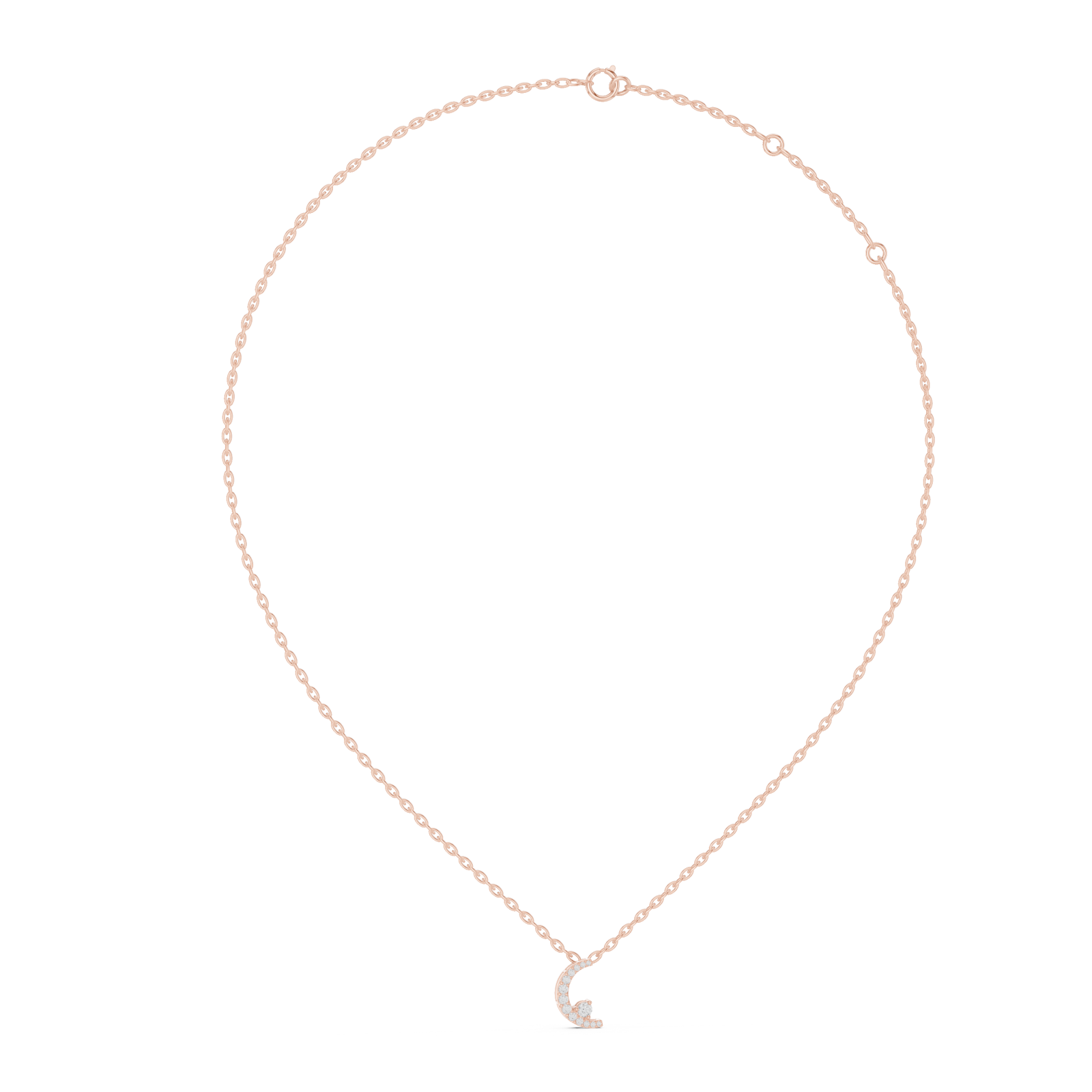  Rose Gold Radiant Whisper Moon Pendant Left View