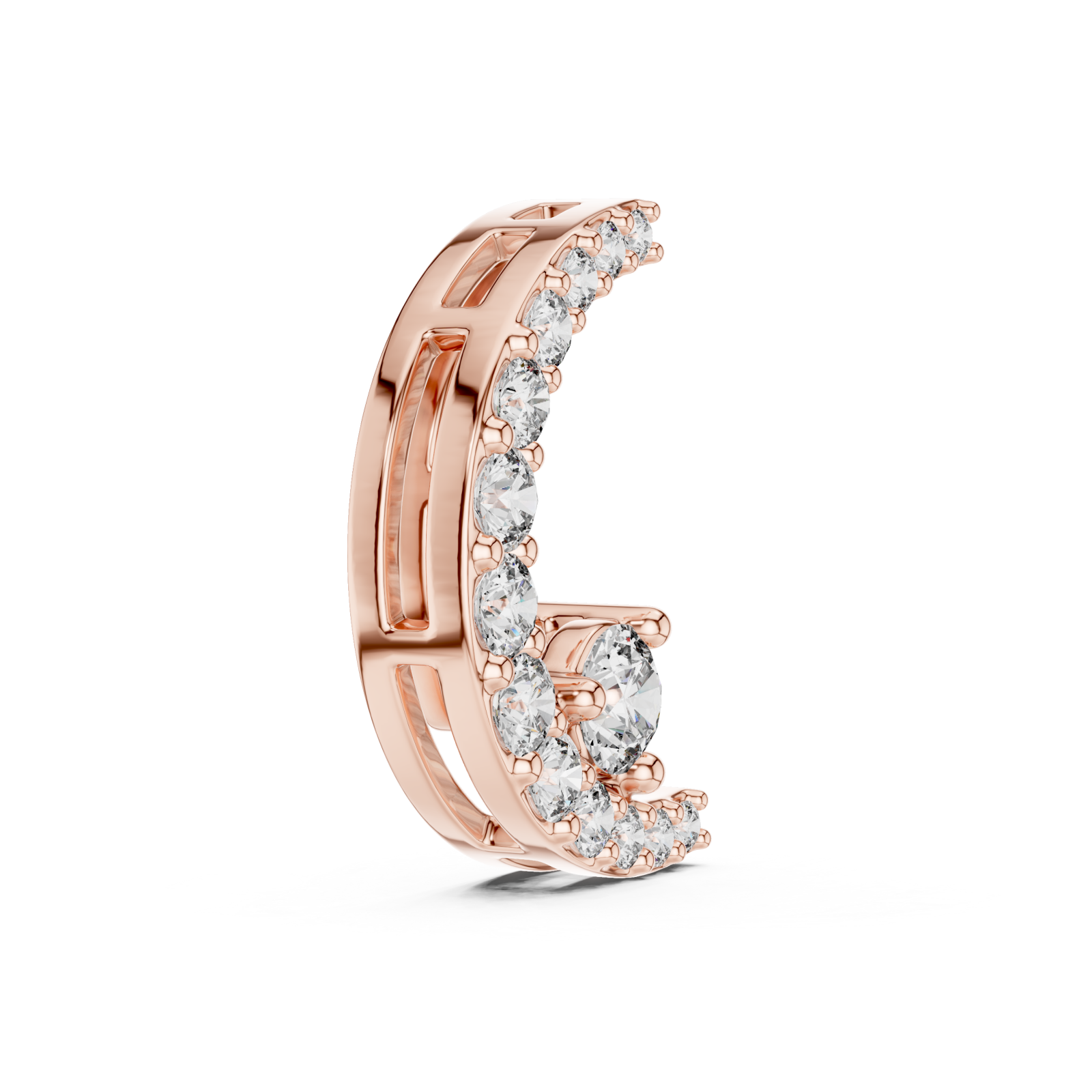  Rose Gold Radiant Whisper Moon Pendant Side View