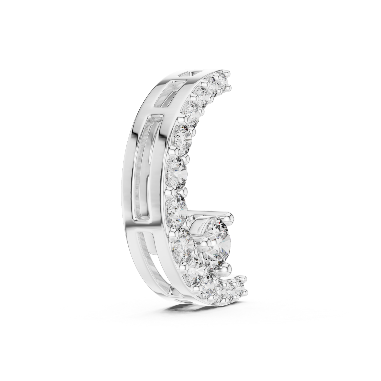  White Gold Radiant Whisper Moon Pendant Side View