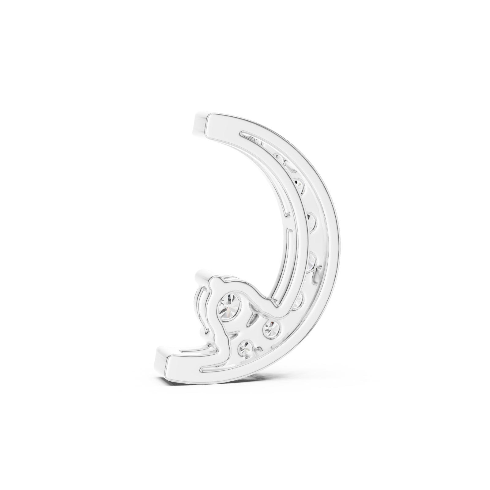  White Gold Radiant Whisper Moon Pendant Front View