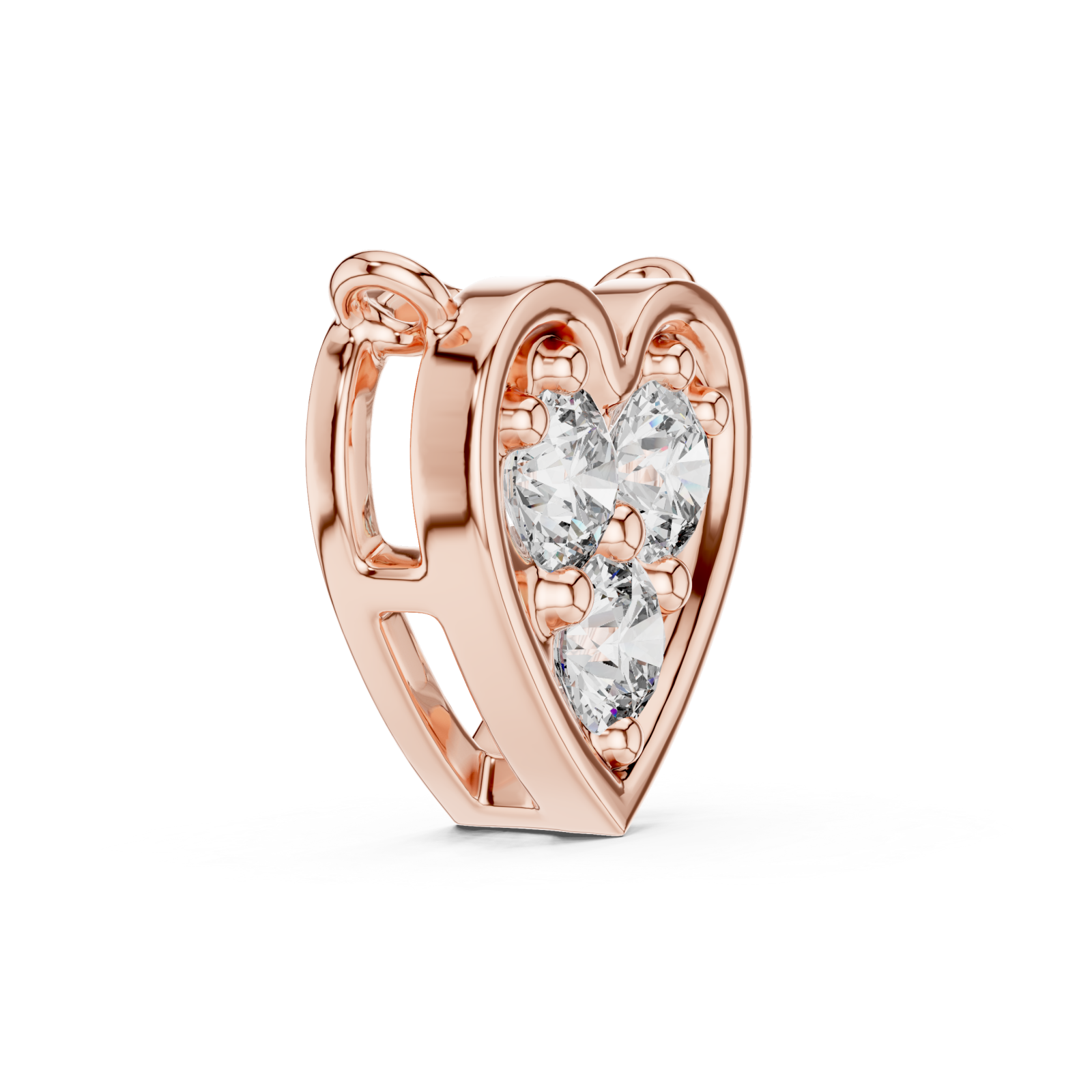 Rose Gold Infinite Devotion Heart Charm Pendant Side View