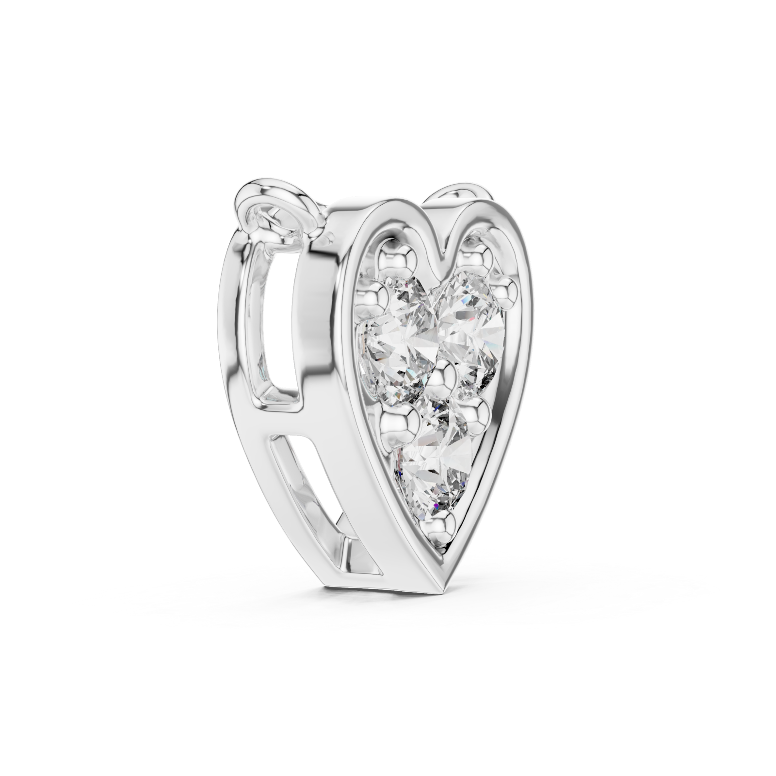  White Gold Infinite Devotion Heart Charm Pendant Side View