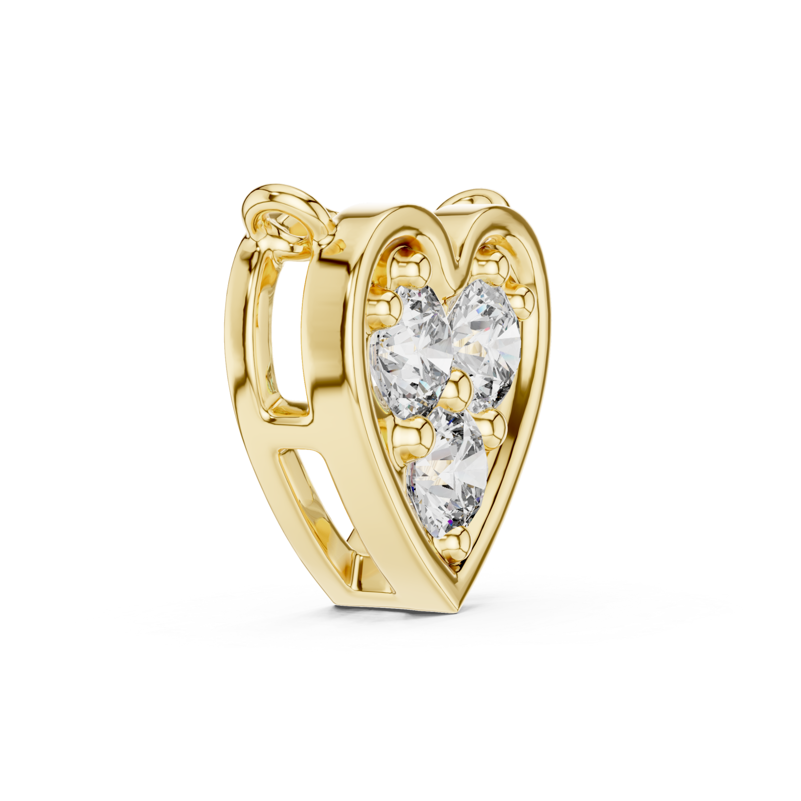  Gold Infinite Devotion Heart Charm Pendant Side View